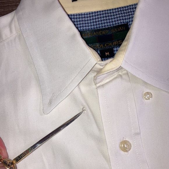Mens Medium Cream Alexander Julian Colours Button Up Shirt - Picture 4 of 12